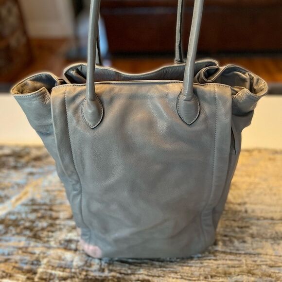 Valentino Fiore Tote Bag with Small Pouch - Leather - Grey - Picture 4 of 9